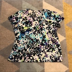 Scrubstar large floral cheetah scrubs scrub top